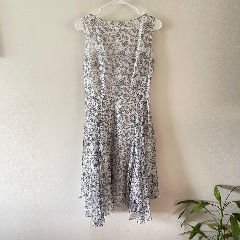 Mrs Pomeranz Valentina 100% Silk Floral Cocktail Dress Womens Large Black White